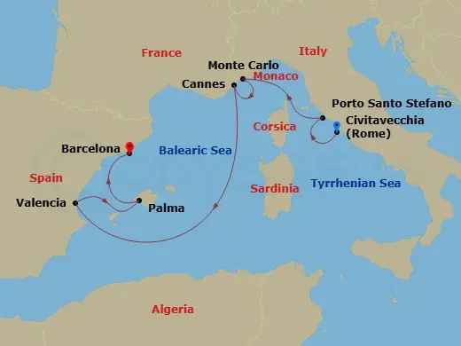 Itinerary schematic diagram