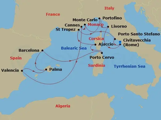 Itinerary schematic diagram