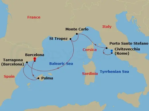 Itinerary schematic diagram