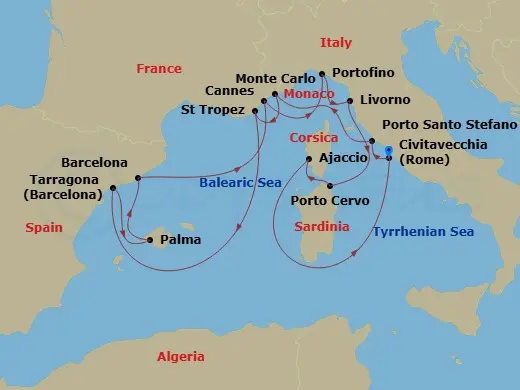 Itinerary schematic diagram