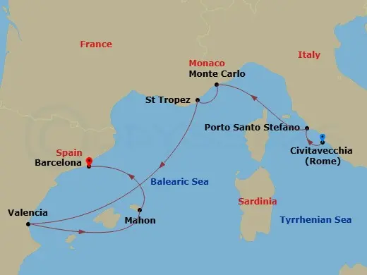 Itinerary schematic diagram