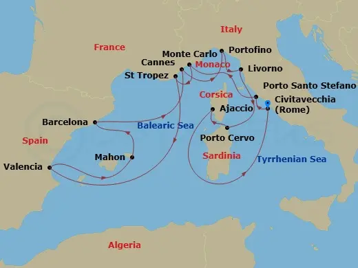 Itinerary schematic diagram