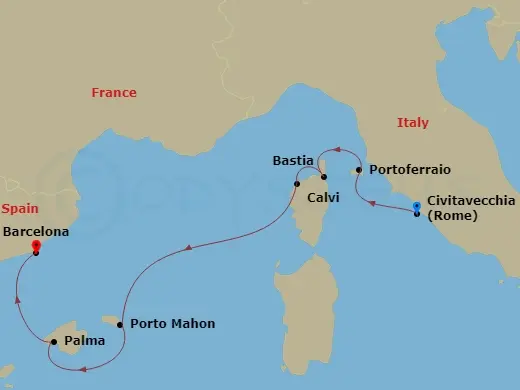 Itinerary schematic diagram