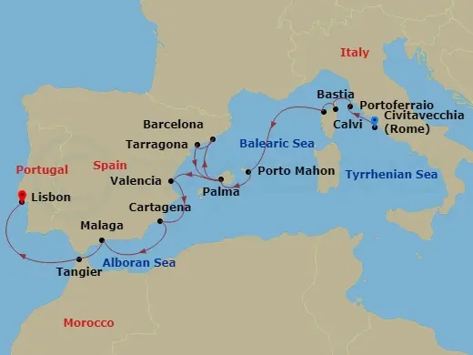Itinerary schematic diagram