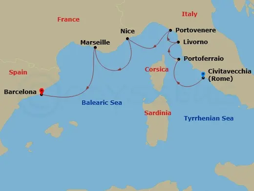 Itinerary schematic diagram