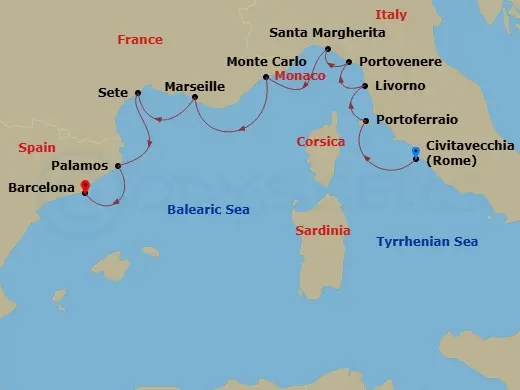 Itinerary schematic diagram