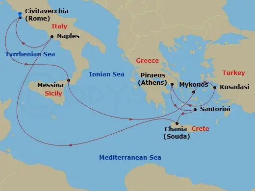 Itinerary schematic diagram
