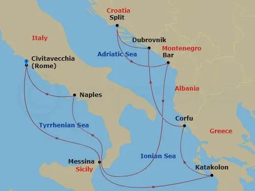 Itinerary schematic diagram