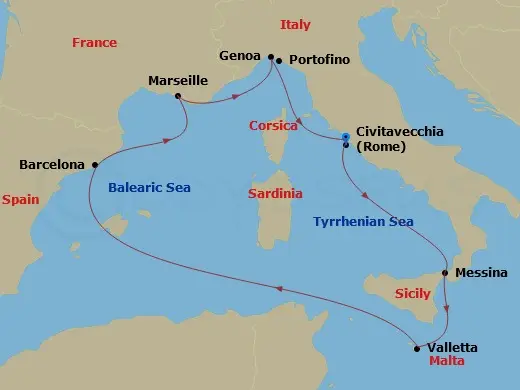 Itinerary schematic diagram