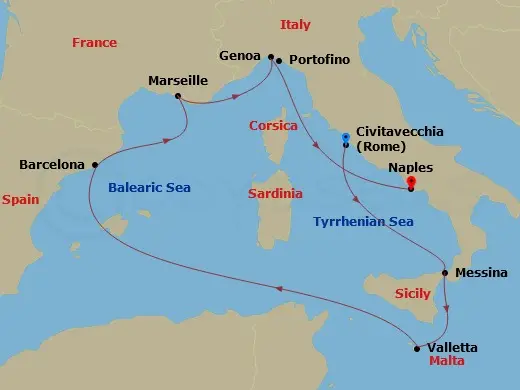 Itinerary schematic diagram