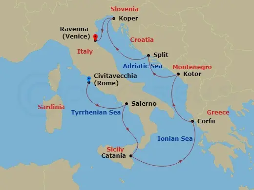 Itinerary schematic diagram