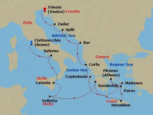 Itinerary schematic diagram