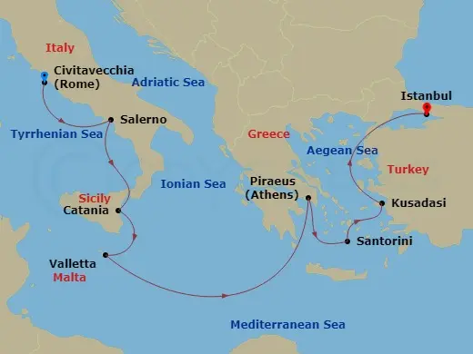 Itinerary schematic diagram