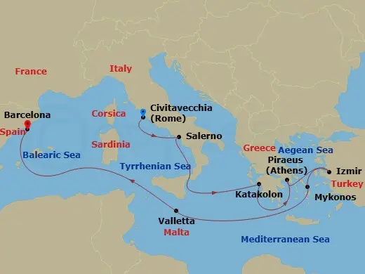 Itinerary schematic diagram