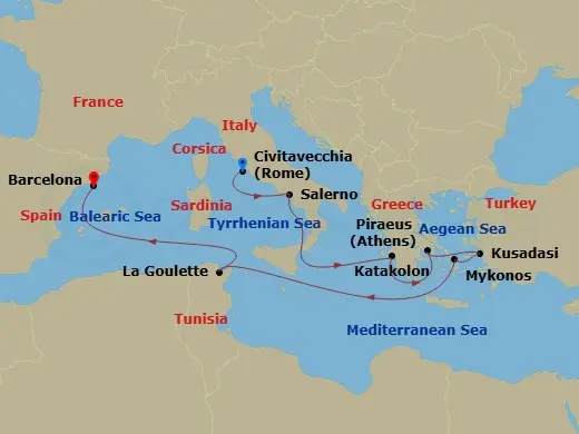 Itinerary schematic diagram
