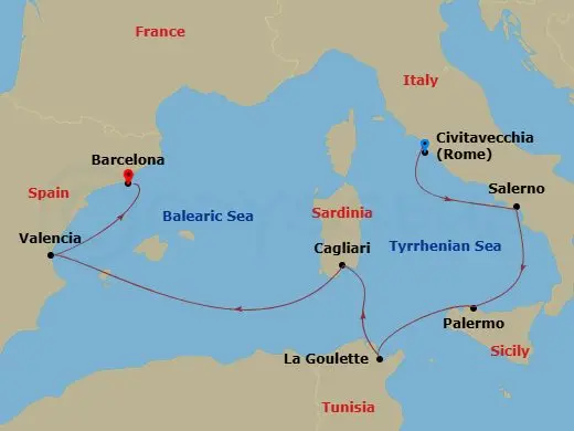 Itinerary schematic diagram