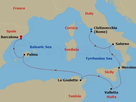 Itinerary schematic diagram