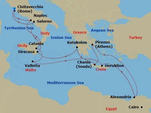 Itinerary schematic diagram