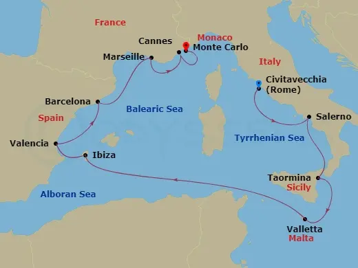 Itinerary schematic diagram