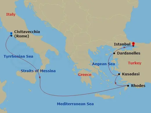 Itinerary schematic diagram