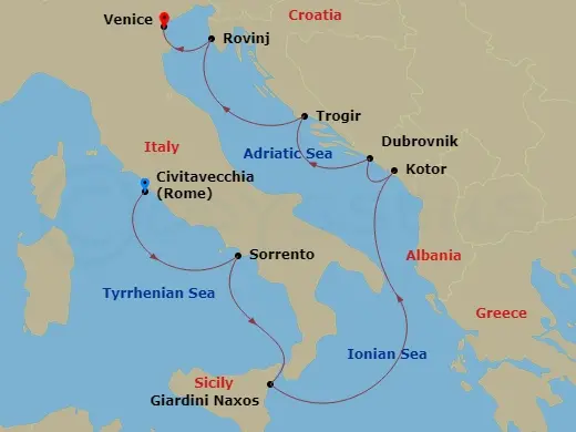 Itinerary schematic diagram