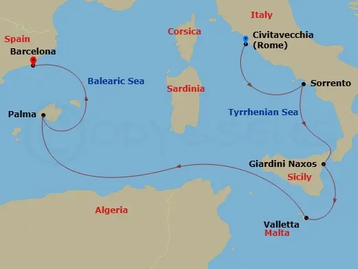 Itinerary schematic diagram