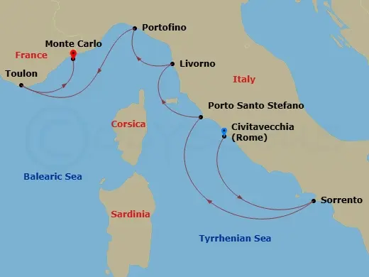 Itinerary schematic diagram