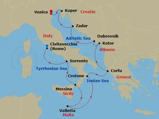 Itinerary schematic diagram