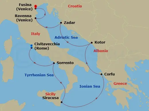 Itinerary schematic diagram