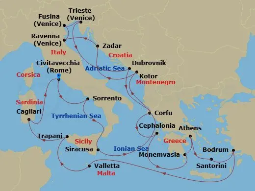 Itinerary schematic diagram