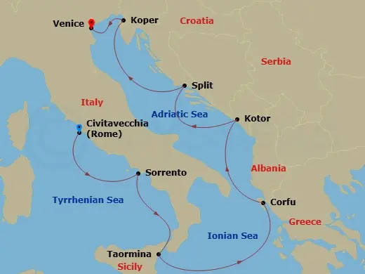 Itinerary schematic diagram