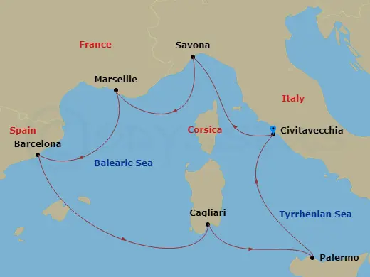 Itinerary schematic diagram