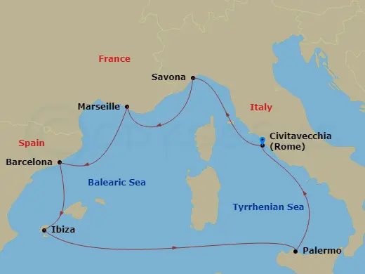 Itinerary schematic diagram