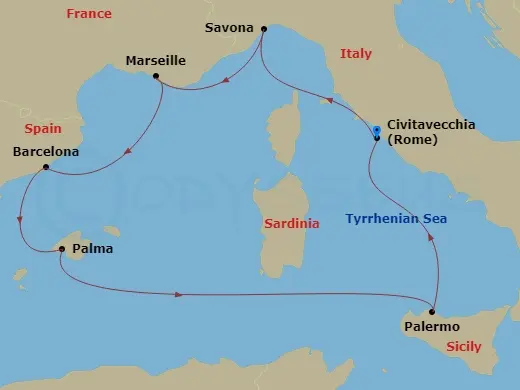 Itinerary schematic diagram