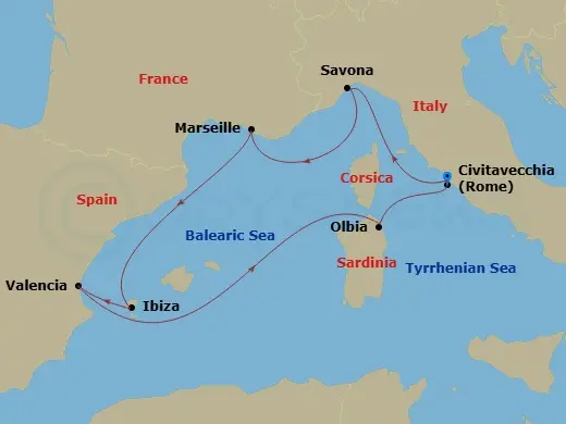 Itinerary schematic diagram