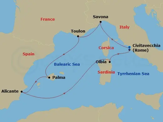 Itinerary schematic diagram