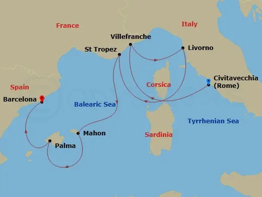 Itinerary schematic diagram
