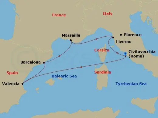 Itinerary schematic diagram