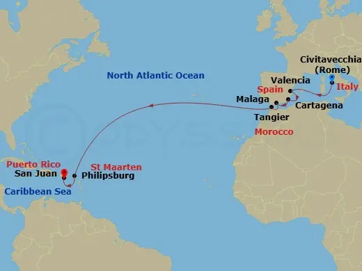Itinerary schematic diagram