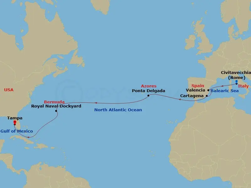 Itinerary schematic diagram