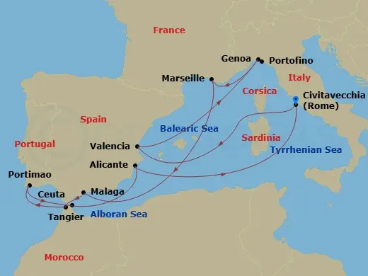 Itinerary schematic diagram