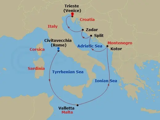 Itinerary schematic diagram
