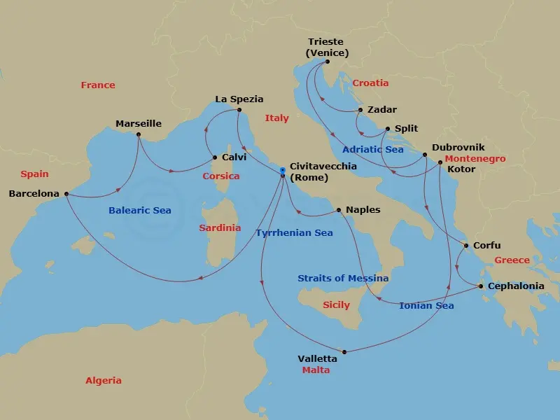 Itinerary schematic diagram