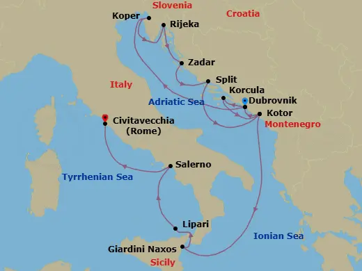 Itinerary schematic diagram