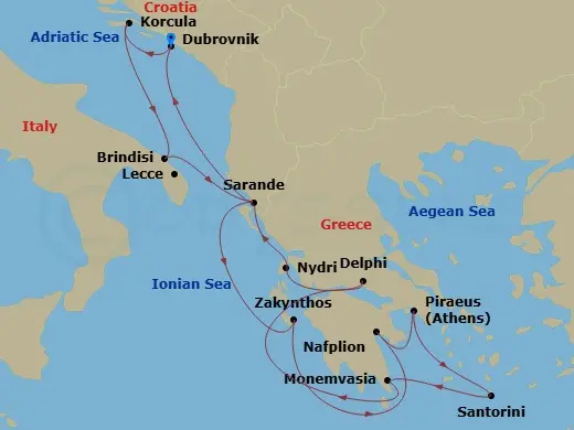 Itinerary schematic diagram
