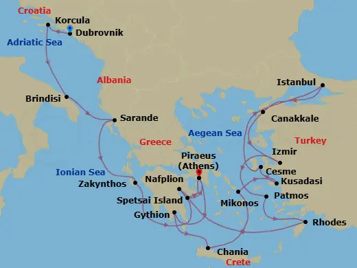 Itinerary schematic diagram