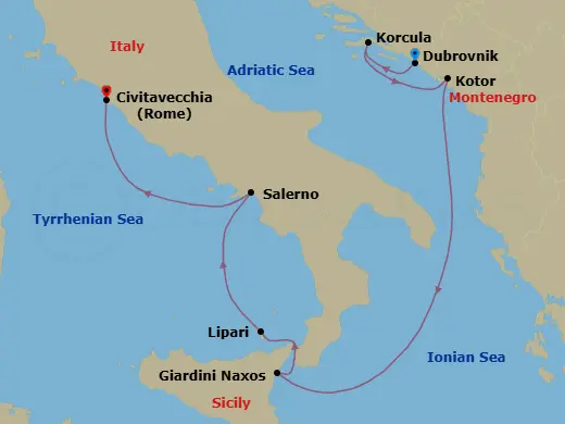Itinerary schematic diagram