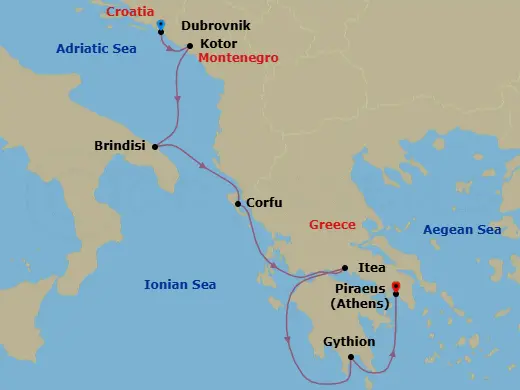 Itinerary schematic diagram
