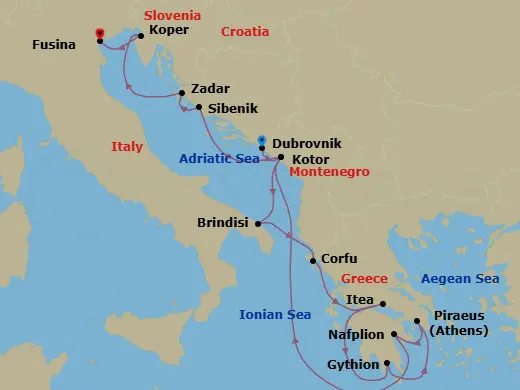Itinerary schematic diagram