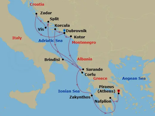 Itinerary schematic diagram